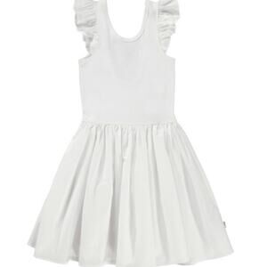 Molo Cloudia 100% Organic cotton girl dress w/ ruffles on shoulders Sz 16